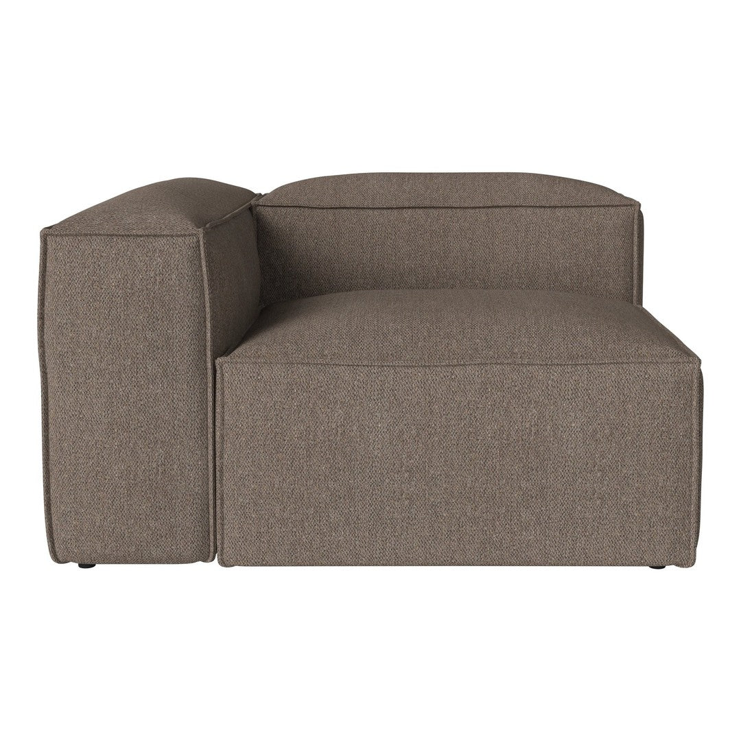 Brown textured fabric corner sofa with a modern design and clean lines. Perfect for contemporary living spaces.