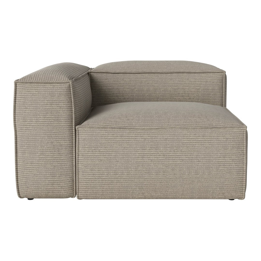 Neutral taupe sofa with subtle striped pattern and modern design, perfect for contemporary living spaces.