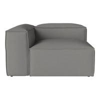 Gray modular sofa with a sleek, minimalist design and smooth, solid fabric texture. Perfect for modern decor.