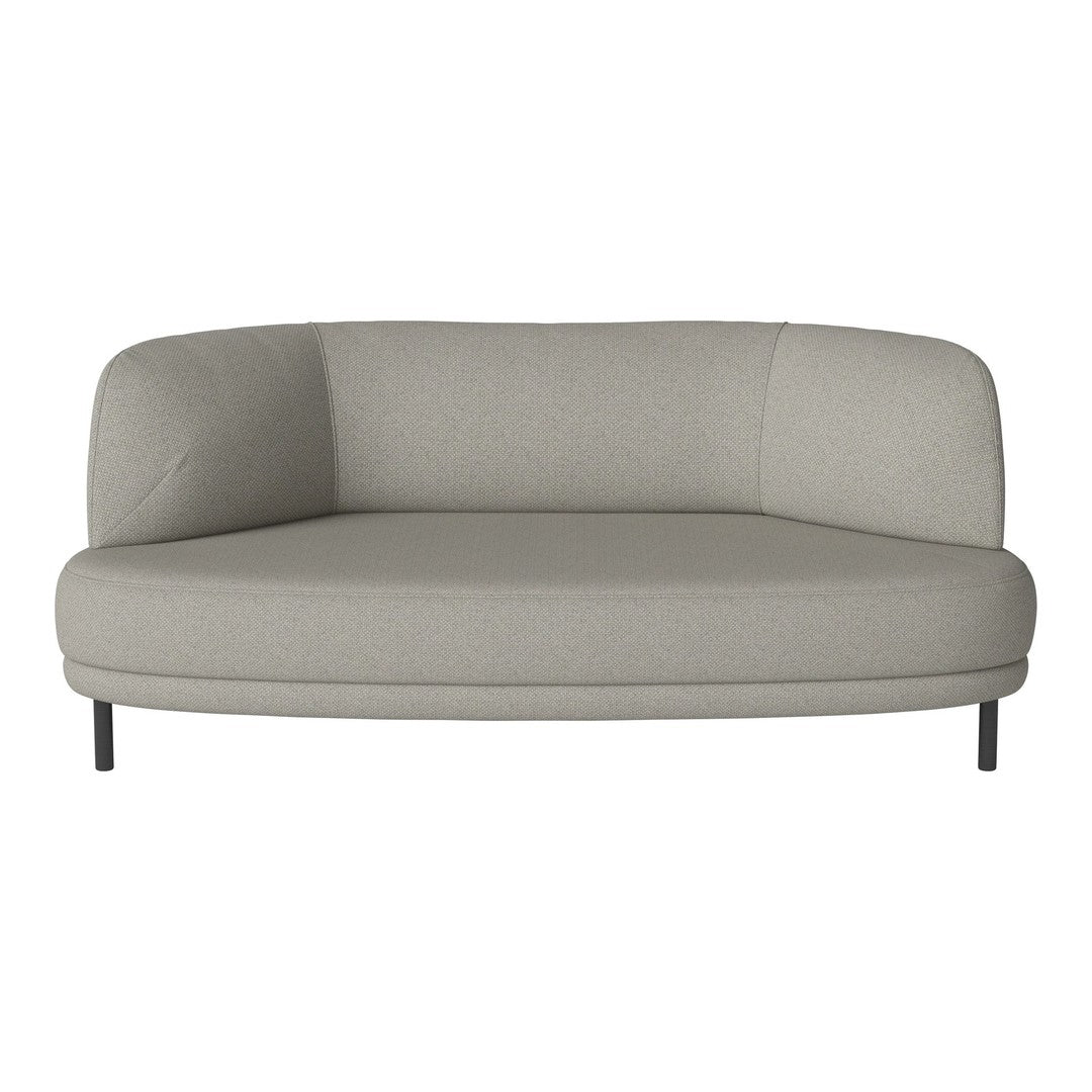 Light grey fabric curved sofa with a smooth texture and minimalist design, perfect for modern decor.