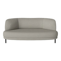 Light grey fabric curved sofa with a smooth texture and minimalist design, perfect for modern decor.