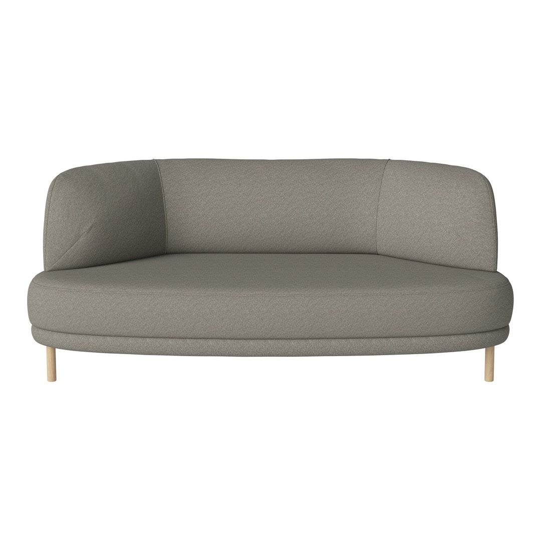 Gray sofa with a smooth, sleek design and light wooden legs, perfect for modern home decor.