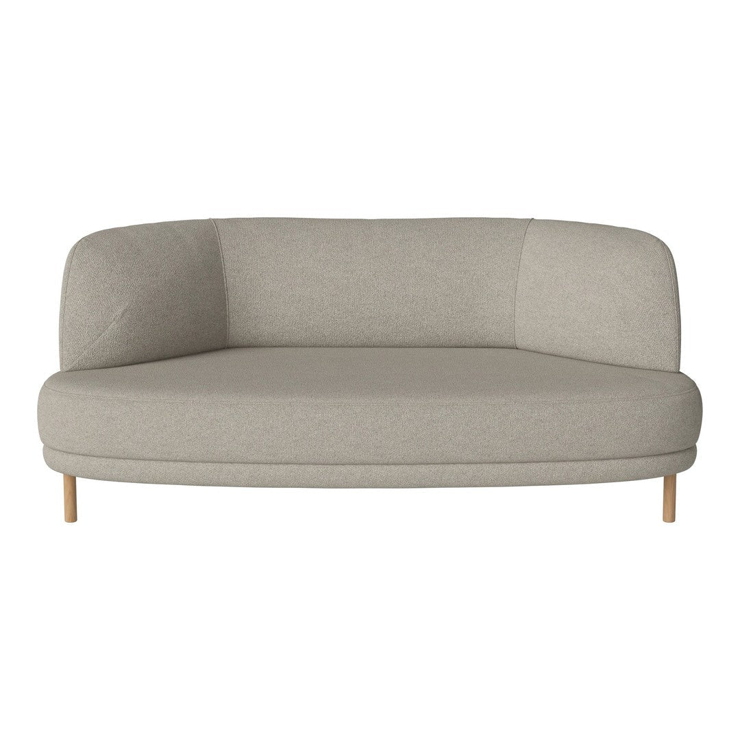 Light gray, smooth fabric sofa with a curved design and wooden legs, perfect for modern interiors.