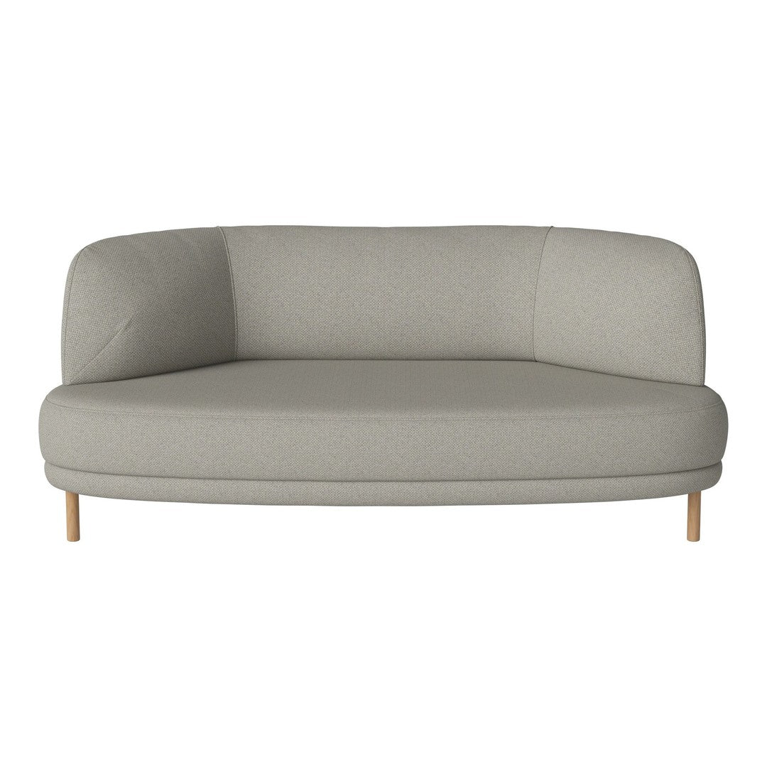 Light gray modern curved sofa with a smooth fabric texture and wooden legs, perfect for contemporary interiors.