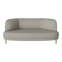 Light gray modern curved sofa with a smooth fabric texture and wooden legs, perfect for contemporary interiors.