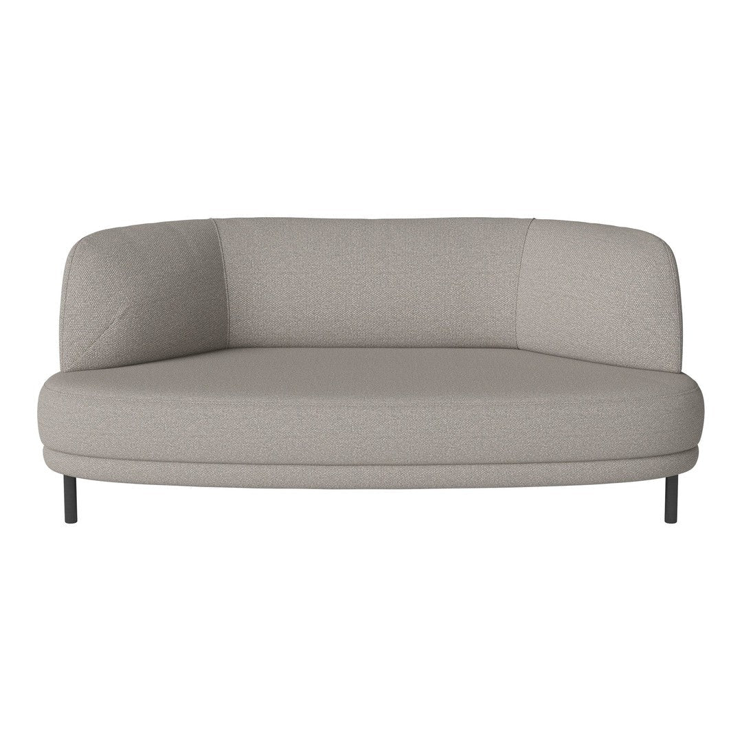Light gray curved sofa with subtle textured pattern and minimalist design, perfect for modern interior decor.