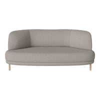 Light gray, textured fabric sofa with a smooth, curved design and natural wood legs, perfect for modern interiors.