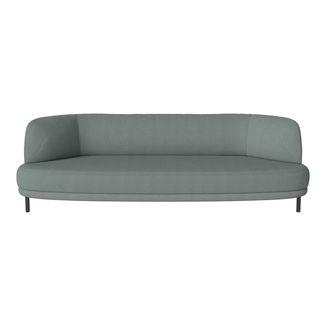 Soft seafoam green sofa with a smooth, minimalist design and subtle textured fabric. Perfect for modern interiors.