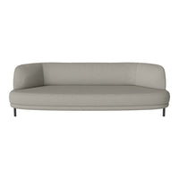 Light gray sofa with a smooth, minimalist design and subtle curved edges, perfect for modern decor.