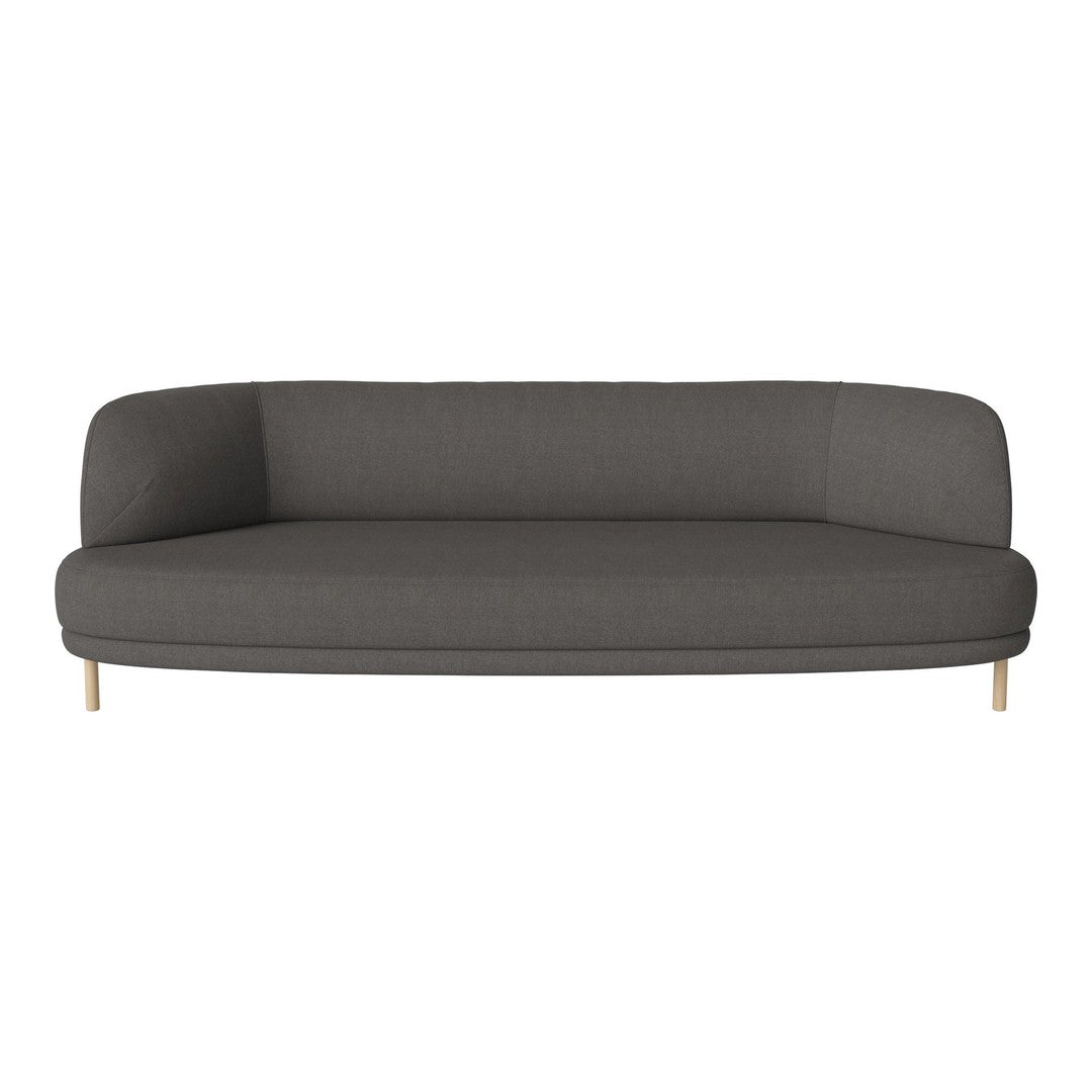 Gray modern sofa with a sleek design and smooth fabric, featuring light wooden legs. Perfect for stylish interiors.