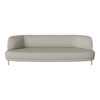 Beige modern sofa with smooth upholstery and a minimalist design, featuring light wood legs for a chic look.