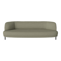 Light olive green sofa with a smooth, minimalistic design and sleek legs. Ideal for modern decor.