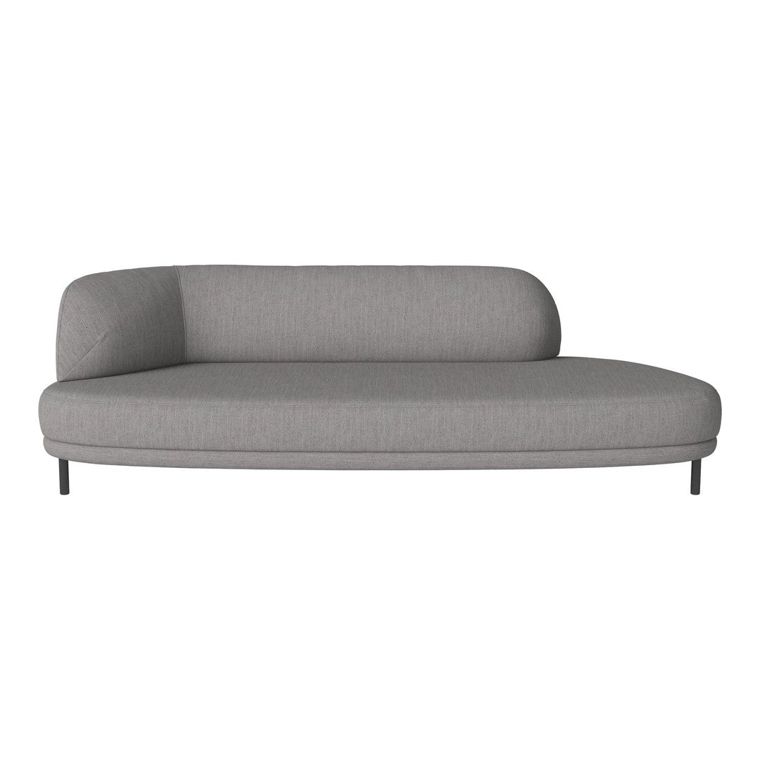 Stylish gray fabric couch with a smooth, modern design and a curved back for a contemporary look.
