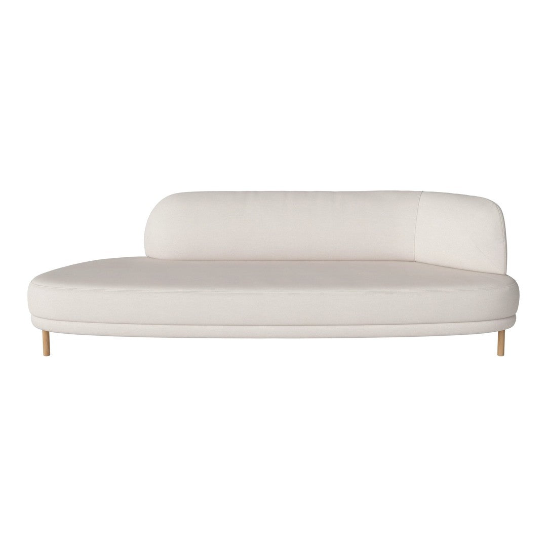 Cream-colored modern sofa with a smooth, minimalist design and natural wooden legs. Perfect for contemporary interiors.