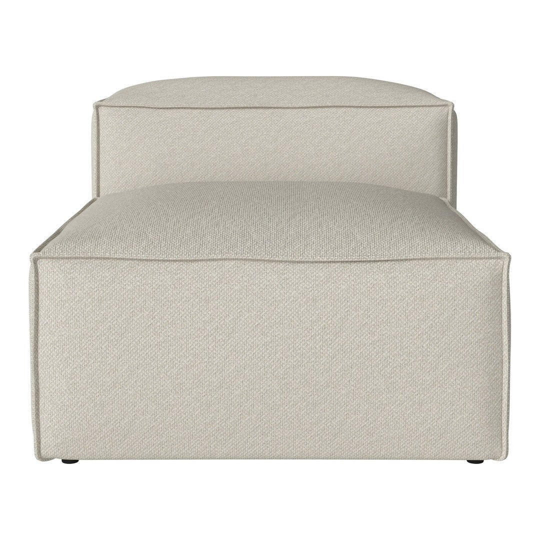 Beige upholstered ottoman with a simple, modern design and no visible patterns, perfect for neutral decor.