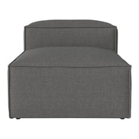 Gray upholstered ottoman with a smooth, minimalist design and clean edges. Perfect for modern decor.