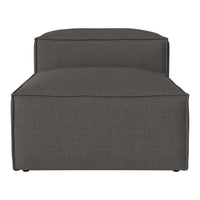 Gray upholstered ottoman with a sleek, modern design and subtle texture. Ideal for contemporary living spaces.