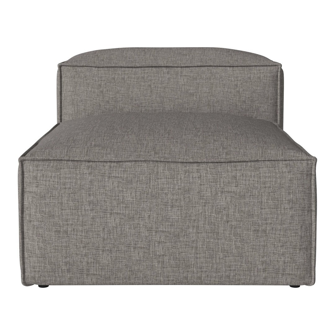 Gray upholstered chair with a subtle textured pattern and clean lines, perfect for modern decor.