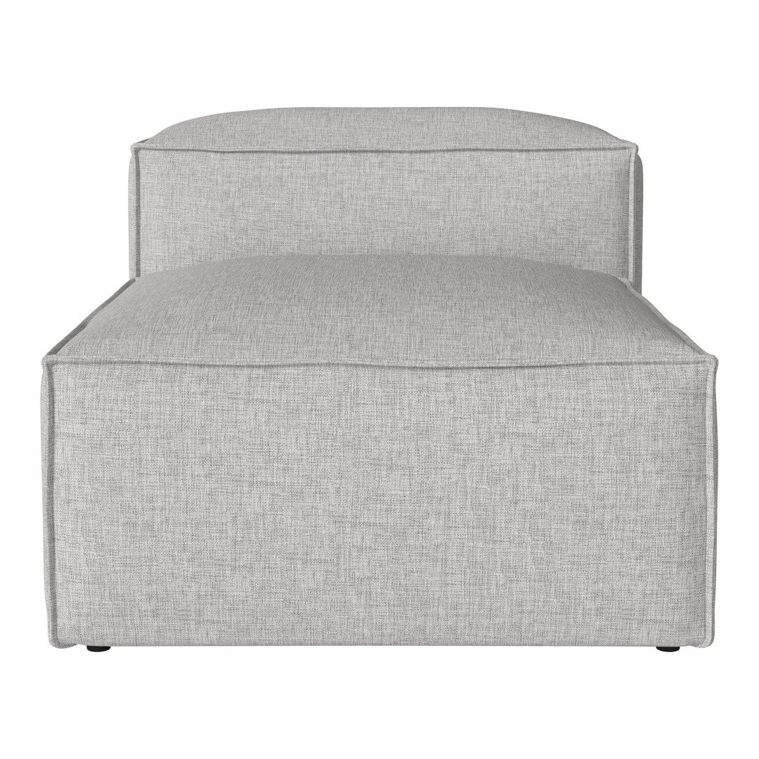 Light gray upholstered lounge chair with a smooth, solid pattern and angular design. Ideal for modern decor.