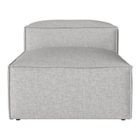 Light gray upholstered lounge chair with a smooth, solid pattern and angular design. Ideal for modern decor.
