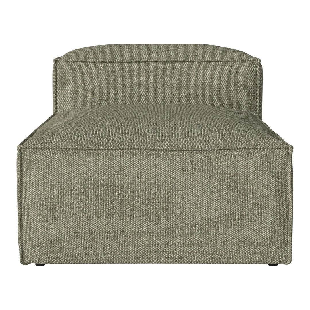 Olive green textured chaise lounge with a minimalistic design. Perfect for modern home decor.