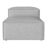Gray upholstered lounge chair with a textured fabric pattern, minimalistic design. Ideal for modern decor.