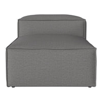 Gray upholstered chair with a subtle woven texture, featuring a clean, minimalist design.