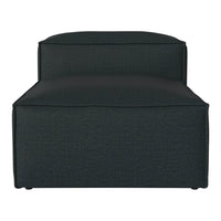 Black upholstered lounge chair with a textured pattern and a sleek, modern design. Perfect for contemporary decor.