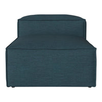 Teal textured upholstery chaise lounge with minimalist design, offering a modern and stylish accent for any space.