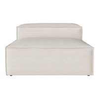 Cream-colored minimalist ottoman with clean lines and no visible patterns, perfect for modern decor.