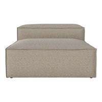 Beige upholstered lounge chair with a textured finish and clean, modern lines. Ideal for contemporary home decor.