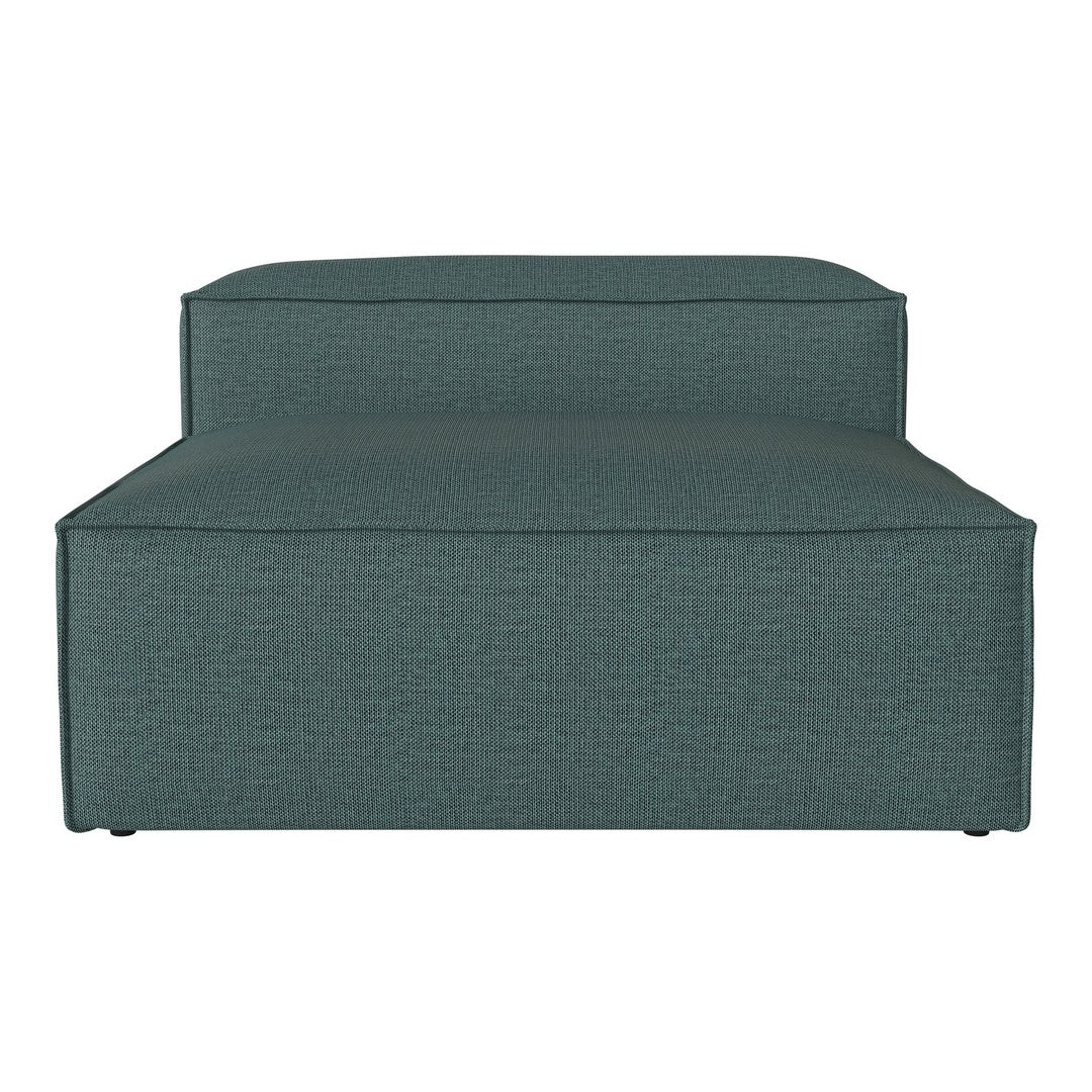 Teal upholstered lounge chair with a subtle textured pattern for modern decor. Perfect for stylish relaxation.