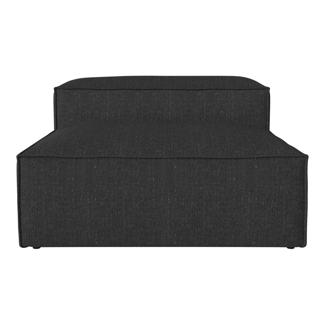 Modern dark gray upholstered sofa with a sleek, minimalist design and textured fabric. Ideal for contemporary interiors.