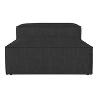 Modern dark gray upholstered sofa with a sleek, minimalist design and textured fabric. Ideal for contemporary interiors.