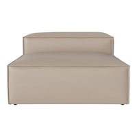 Beige upholstered chaise lounge with clean lines and minimalist design. Perfect for modern interiors.