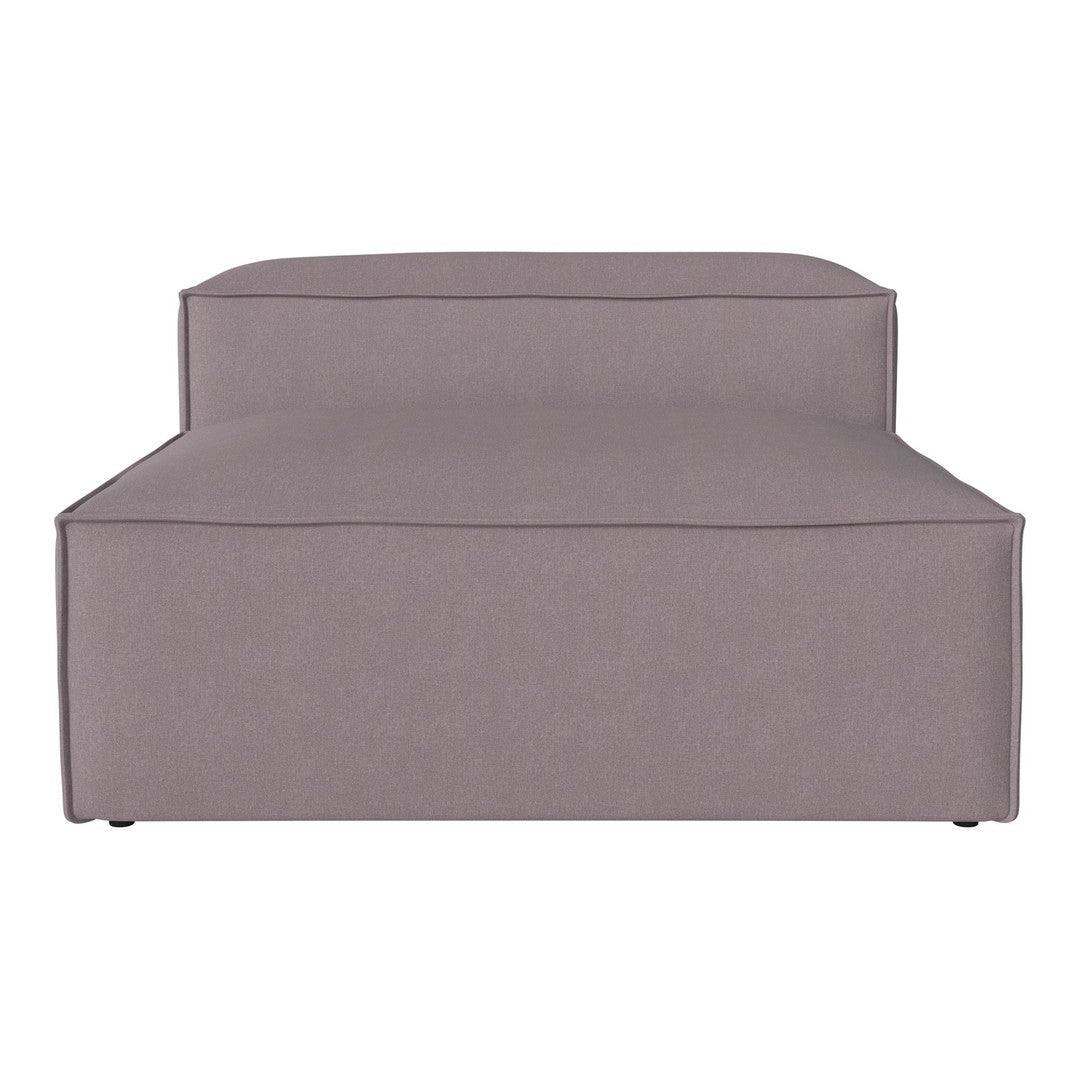 Rectangular modern sofa in soft muted gray upholstery with a clean, minimalist design. Perfect for contemporary decor.