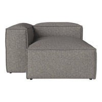 Light gray upholstered modular sofa section with a textured weave pattern, featuring clean lines and modern design.