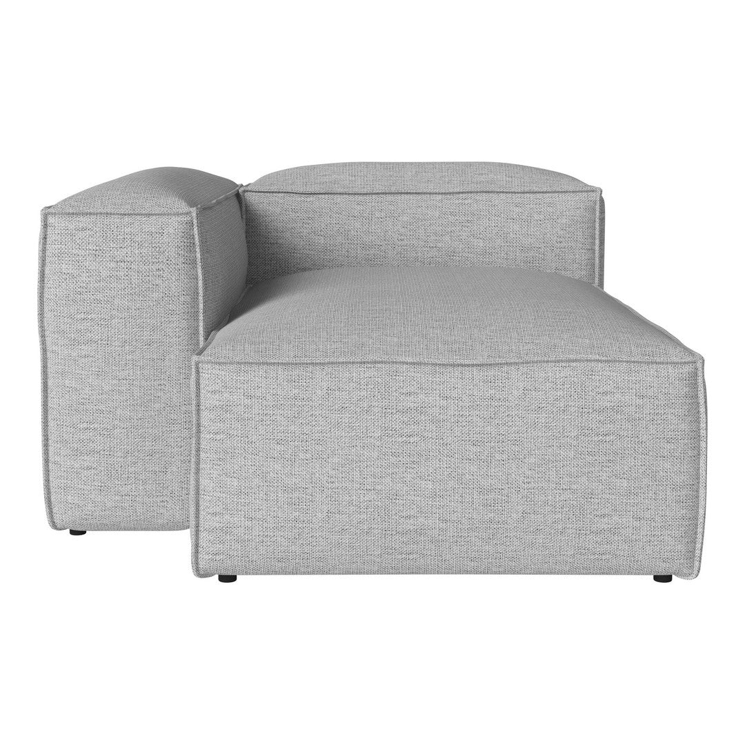 Gray modular sofa with a textured pattern, featuring clean lines and a modern aesthetic. Perfect for contemporary decor.