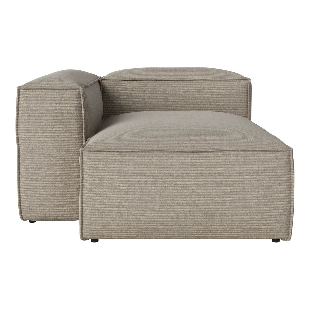 Light beige sectional sofa with subtle textured stripes for a modern, sophisticated look.