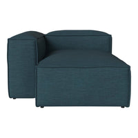 Teal couch section with a solid texture, featuring clean lines and modern design for a contemporary look.