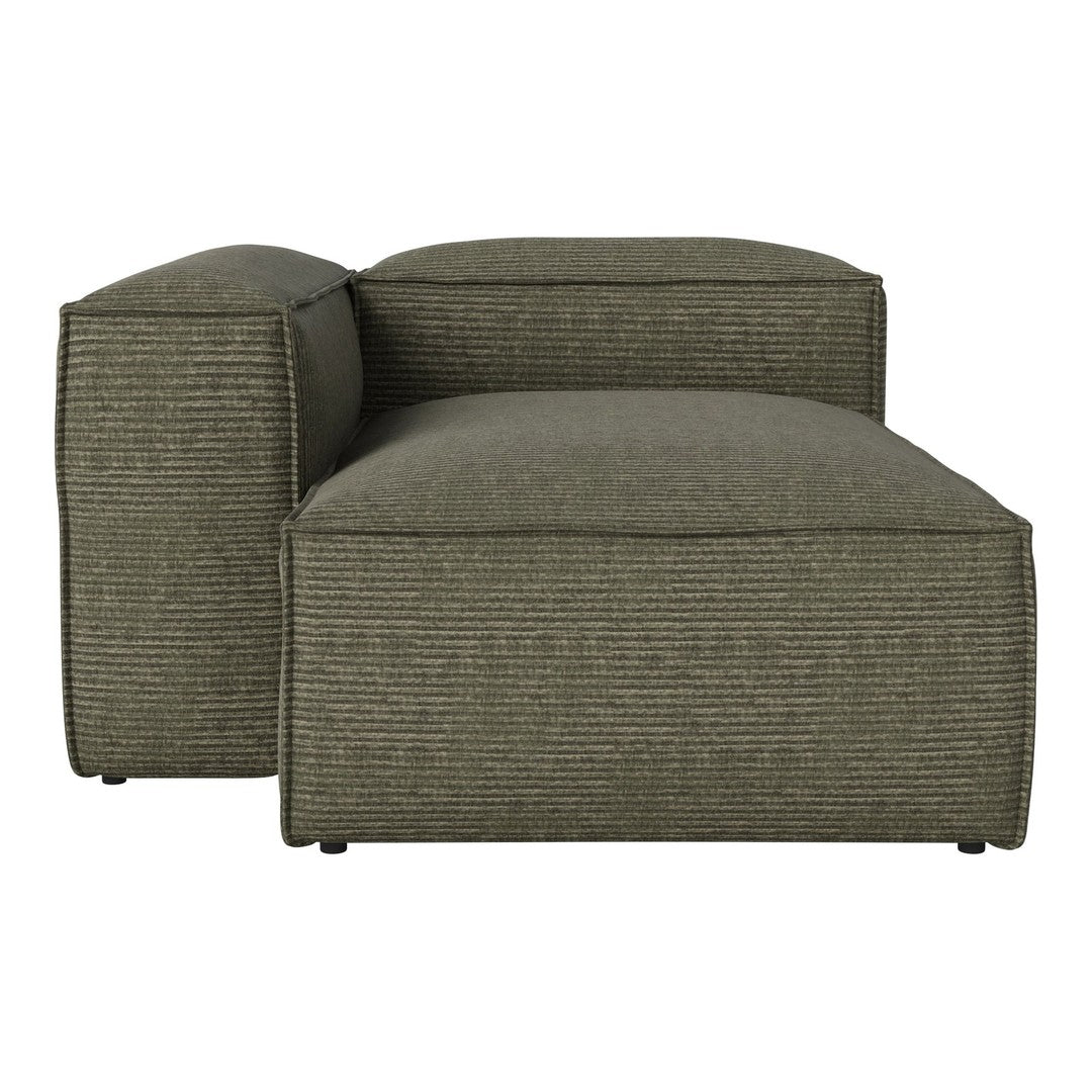 Olive green sectional sofa with a textured striped pattern, offering modern and stylish seating.