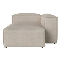 Beige sectional sofa with a sleek, modern design and textured fabric for a contemporary look.
