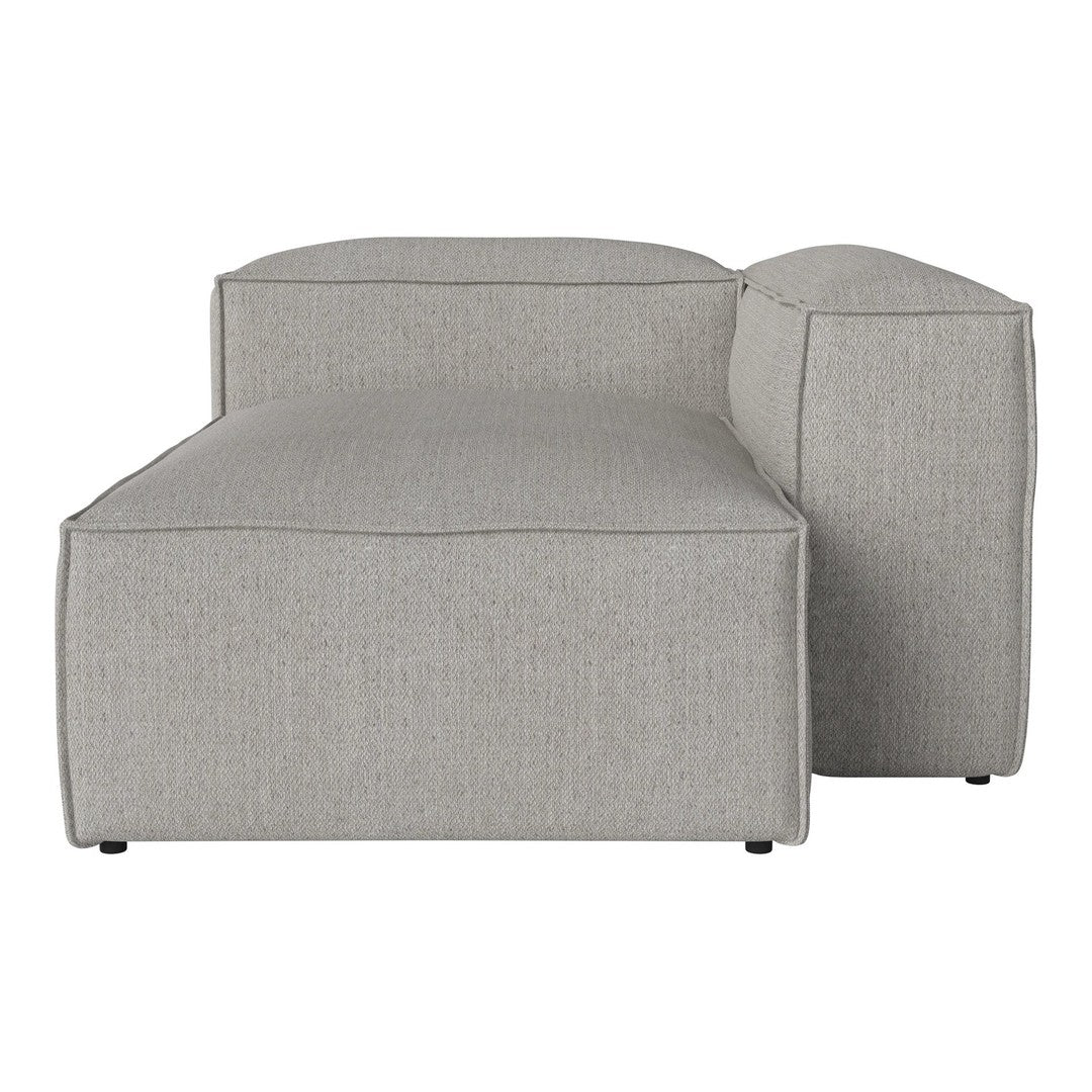 Light gray fabric sectional couch with a smooth texture and minimalistic design. Perfect for modern interiors.