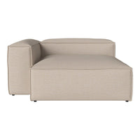 Beige modern chaise lounge with a textured fabric and clean lines, perfect for contemporary living spaces.