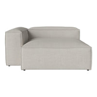 Light grey fabric sectional sofa with a minimalist design and smooth, clean lines. Ideal for modern interiors.