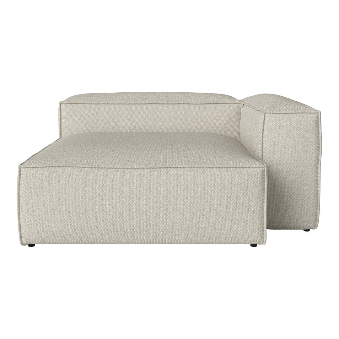 Beige sectional sofa with a textured fabric pattern, featuring a modern, minimalist design. Ideal for stylish living spaces.
