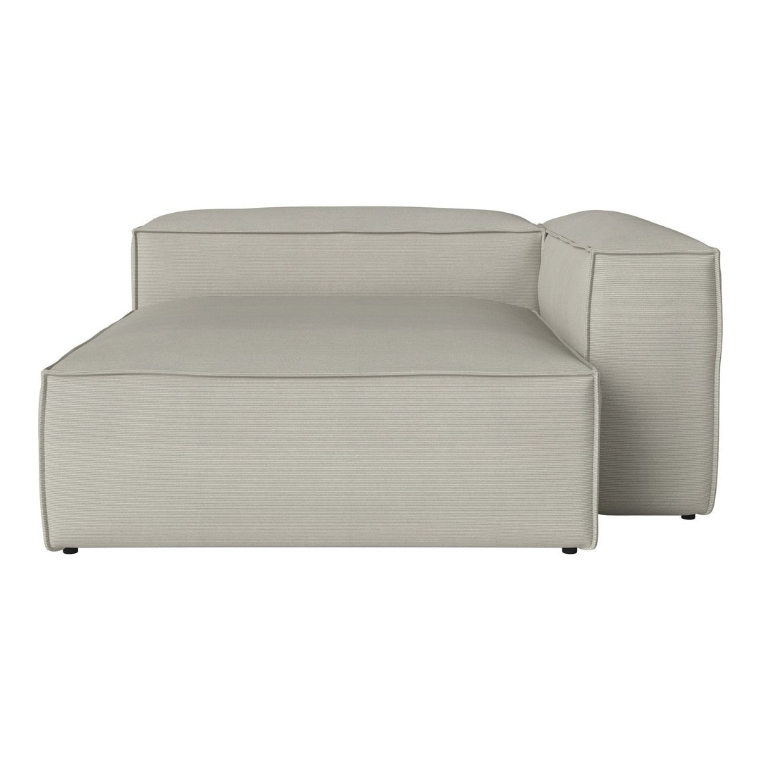 Light grey sectional sofa with a subtle ribbed texture, featuring clean lines and a minimalist design.