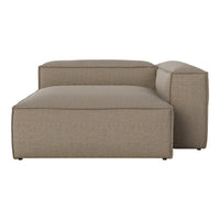 Neutral beige sectional sofa with a textured woven pattern, perfect for modern interior decor.