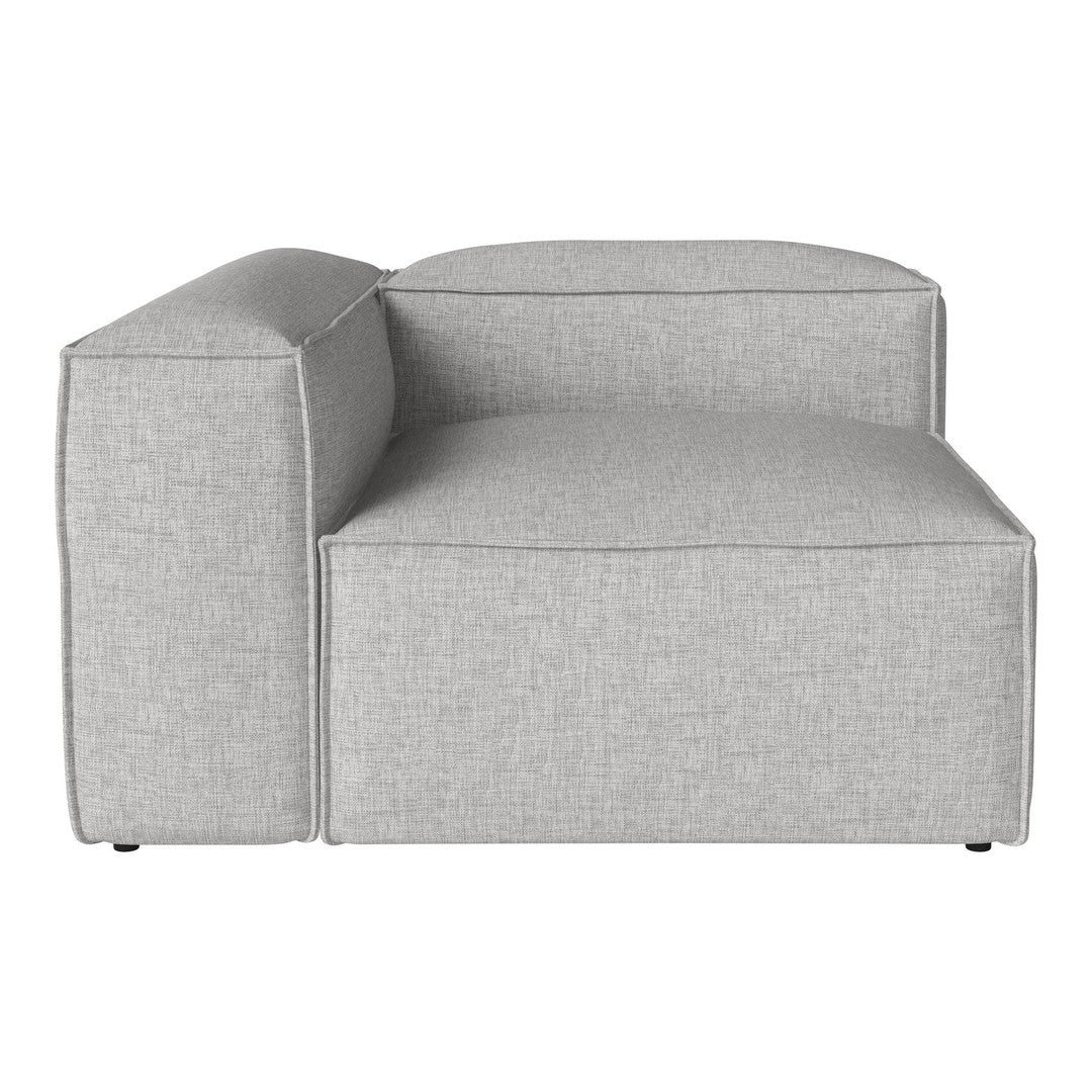 Light gray upholstered corner sofa with a smooth texture and minimalistic design. Perfect for modern interiors.