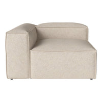 Beige fabric sectional sofa with a smooth, minimalist design and subtle texture, perfect for modern interiors.